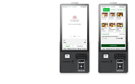 Baroder multi-mode kiosk for staffed and unmanned stores