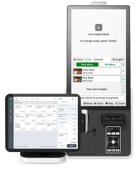 Baroder kiosk and POS screen for ordering and payment
